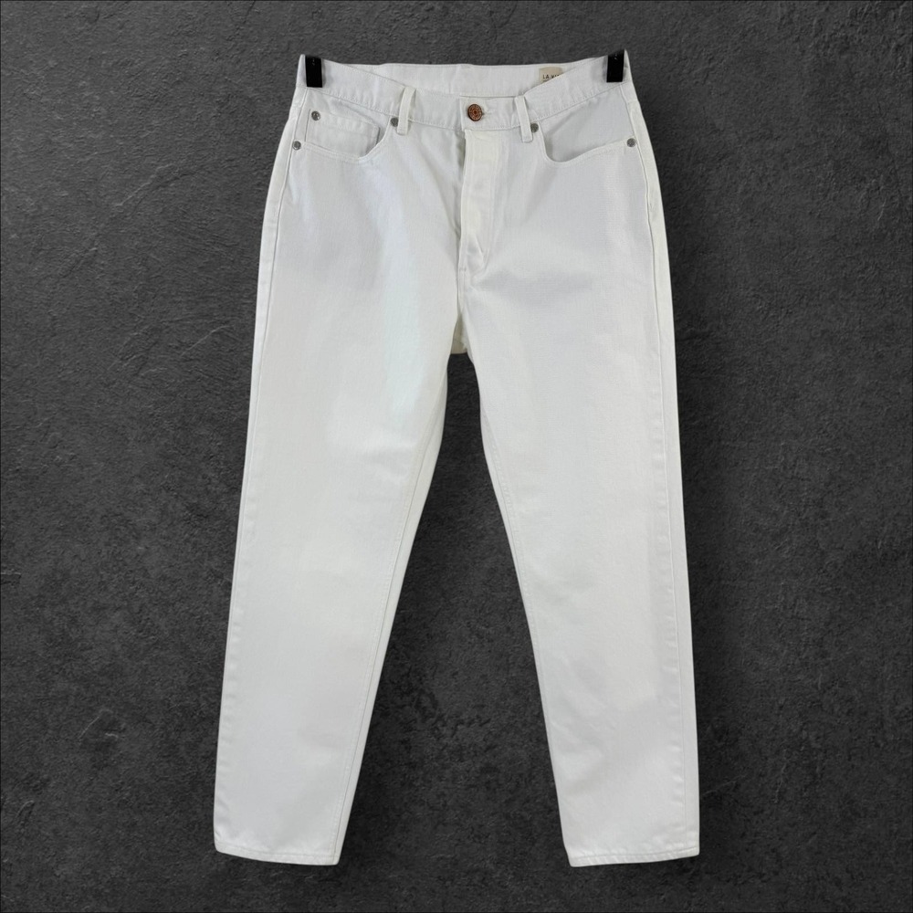 Rebecca Taylor La Vie Jeans Womens 28 White Tapered Mid Rise Denim Button‎ Fly